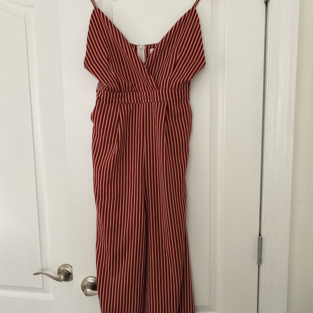 Jumpsuit/ Romper Red,White & Brown Stripes size 2
